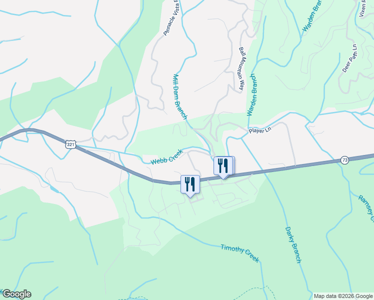 map of restaurants, bars, coffee shops, grocery stores, and more near 3669 Lindsey Mill Road in Gatlinburg