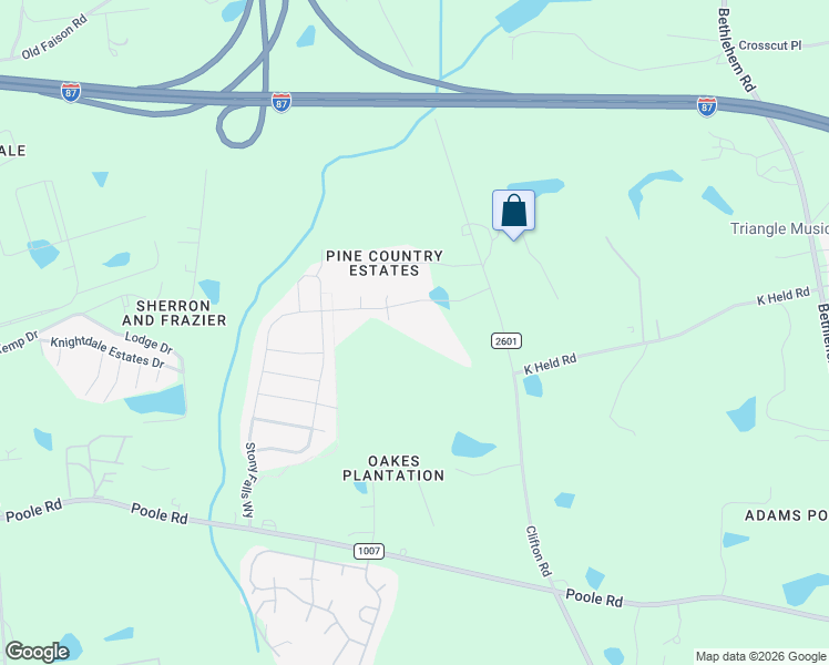 map of restaurants, bars, coffee shops, grocery stores, and more near 4516 Clifton Road in Knightdale