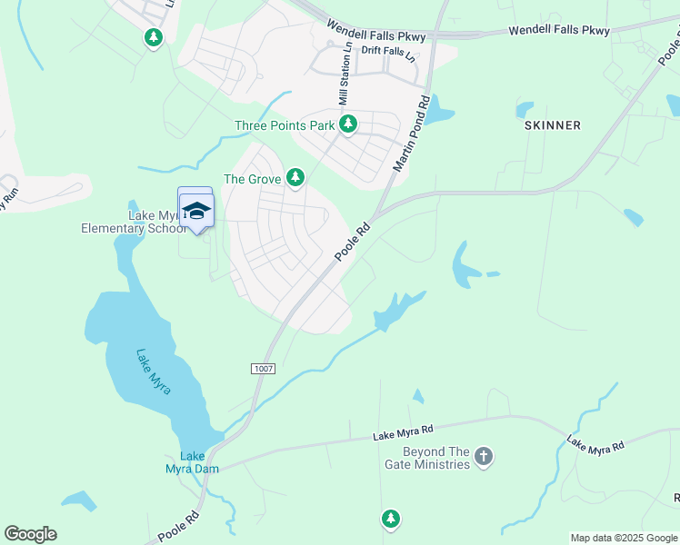 map of restaurants, bars, coffee shops, grocery stores, and more near 732 Still Willow Lane in Wendell