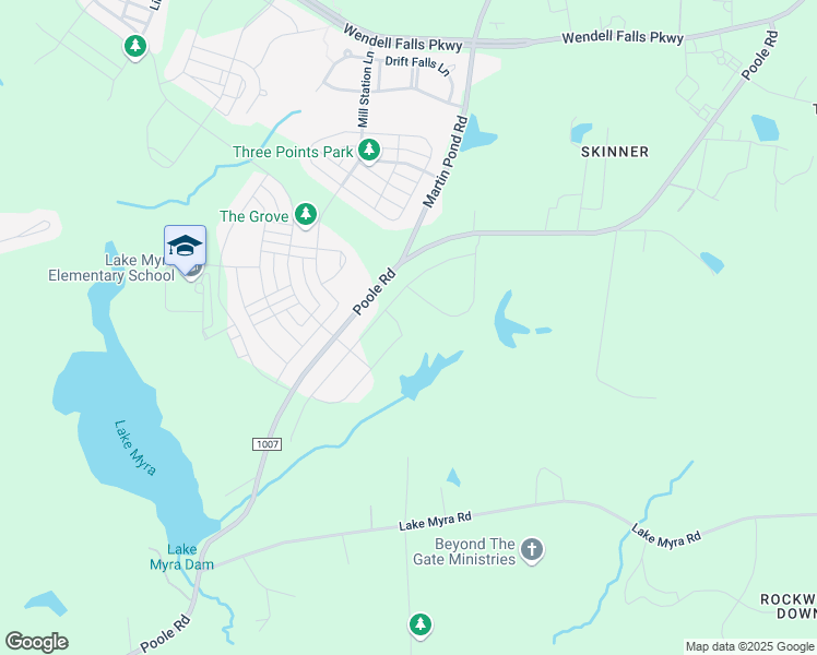 map of restaurants, bars, coffee shops, grocery stores, and more near 1521 Honey Acorn Lane in Wendell