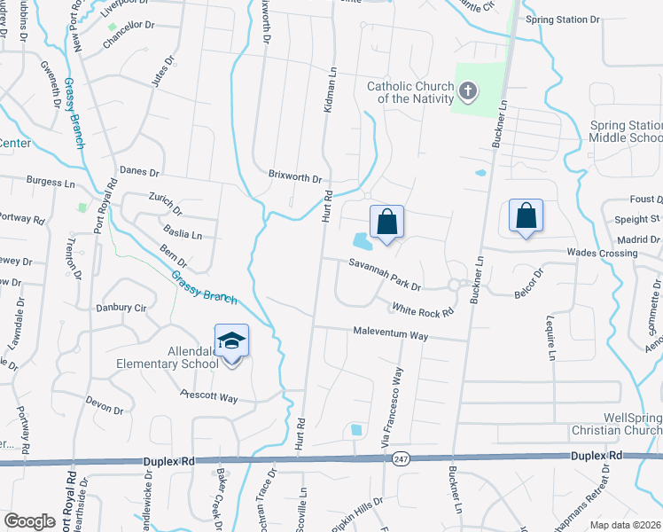 map of restaurants, bars, coffee shops, grocery stores, and more near 1637 Fair House Road in Spring Hill