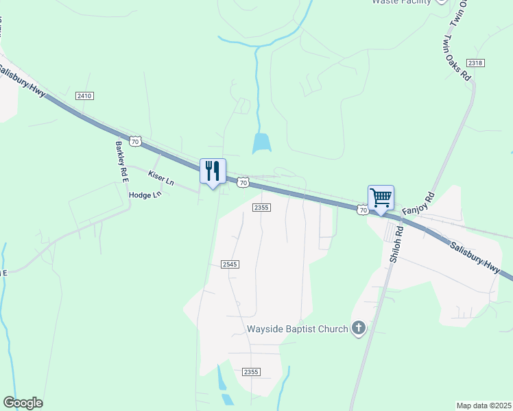 map of restaurants, bars, coffee shops, grocery stores, and more near 116 Oak Grove Road in Statesville