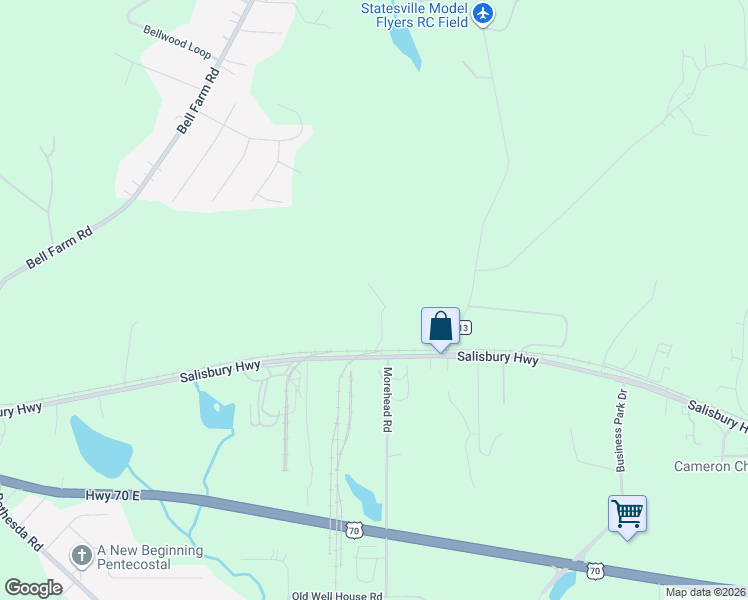 map of restaurants, bars, coffee shops, grocery stores, and more near 125 Long Meadow Drive in Statesville