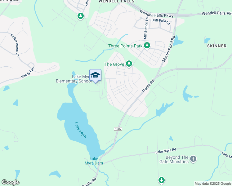 map of restaurants, bars, coffee shops, grocery stores, and more near 614 Future Islands Way in Wendell