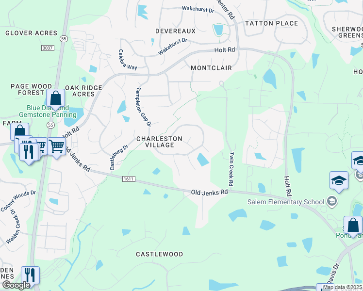 map of restaurants, bars, coffee shops, grocery stores, and more near 3008 Cumberland Gap Court in Apex