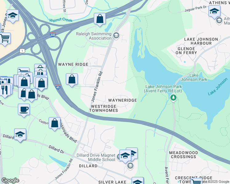 map of restaurants, bars, coffee shops, grocery stores, and more near 5309 Wayne Street in Raleigh