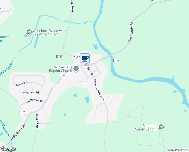 map of restaurants, bars, coffee shops, grocery stores, and more near 1429 Pennsylvania Avenue in Asheboro