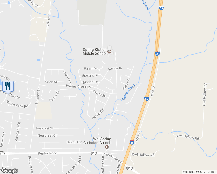 map of restaurants, bars, coffee shops, grocery stores, and more near 2004 Rudder Court in Spring Hill