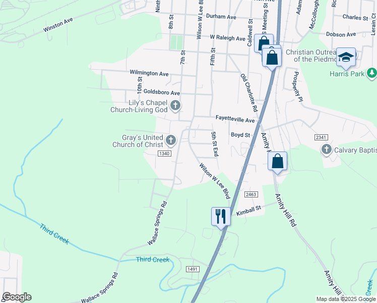 map of restaurants, bars, coffee shops, grocery stores, and more near Wilson W Lee Boulevard in Statesville
