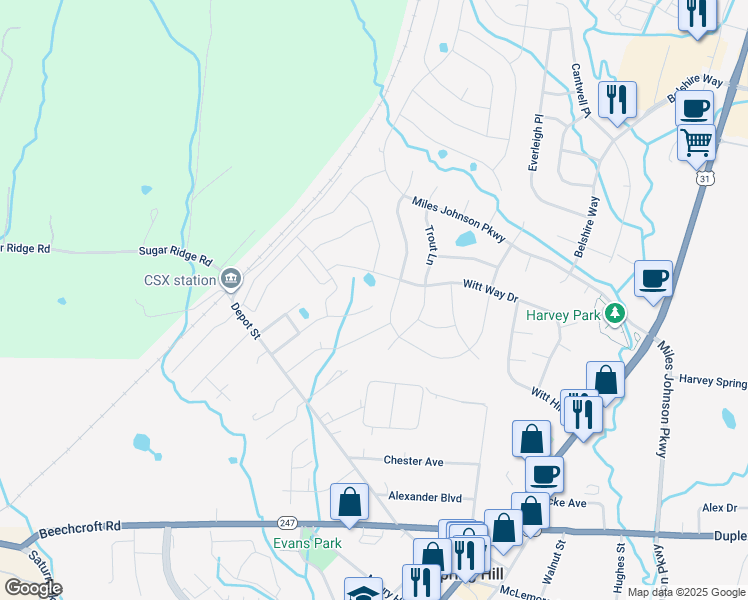 map of restaurants, bars, coffee shops, grocery stores, and more near 2041 Golden Court in Spring Hill