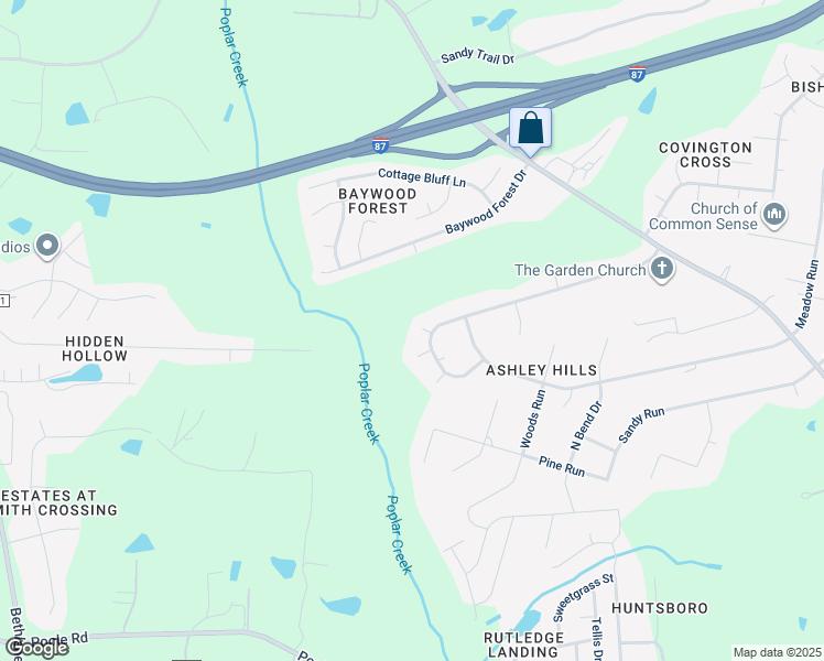 map of restaurants, bars, coffee shops, grocery stores, and more near 5100 Woodfin Run in Knightdale