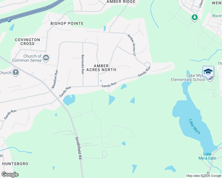 map of restaurants, bars, coffee shops, grocery stores, and more near 1205 Amberstone Drive in Knightdale