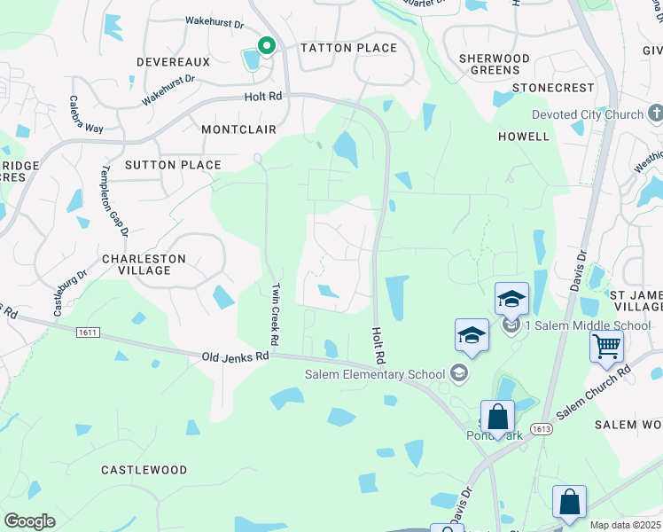 map of restaurants, bars, coffee shops, grocery stores, and more near 1125 Holt Road in Apex