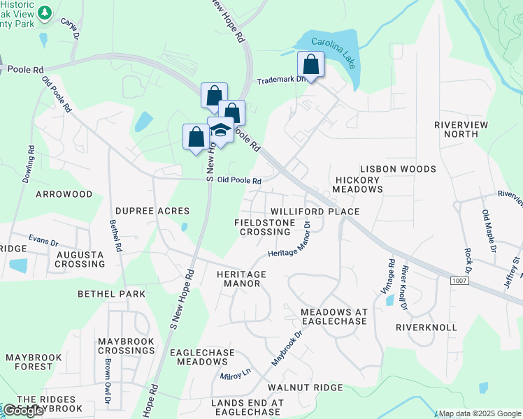 map of restaurants, bars, coffee shops, grocery stores, and more near 1220 Canyon Rock Court in Raleigh