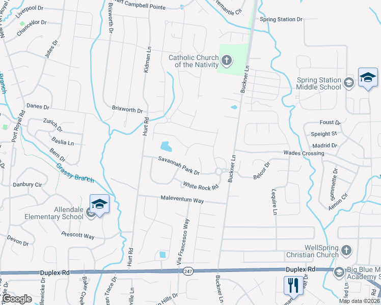 map of restaurants, bars, coffee shops, grocery stores, and more near 1512 Charleston Park Drive in Thompson's Station