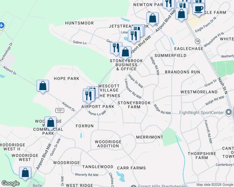 map of restaurants, bars, coffee shops, grocery stores, and more near in Wilson