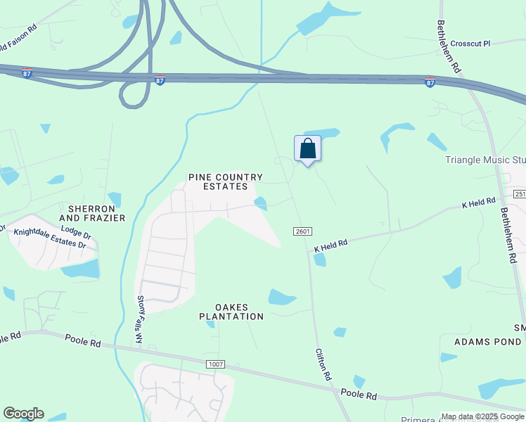 map of restaurants, bars, coffee shops, grocery stores, and more near 4333 Stony Falls Way in Knightdale