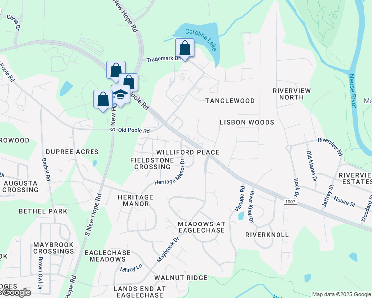 map of restaurants, bars, coffee shops, grocery stores, and more near 1208 Swingline Way in Raleigh