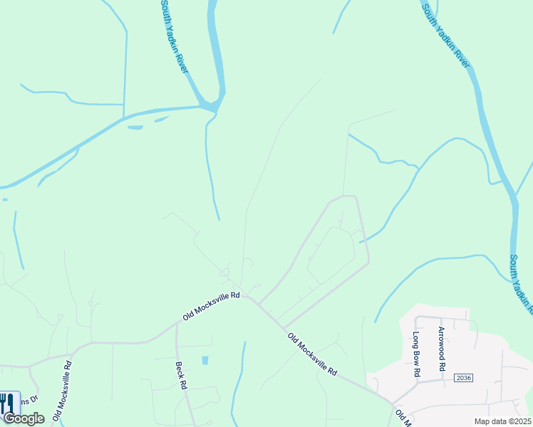 map of restaurants, bars, coffee shops, grocery stores, and more near Young Farm Road in Rowan County