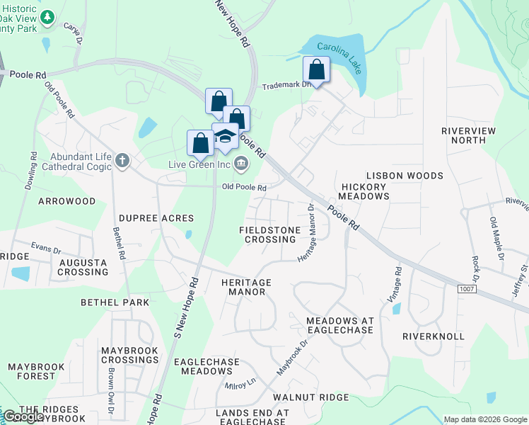 map of restaurants, bars, coffee shops, grocery stores, and more near 1220 Canyon Rock Court in Raleigh