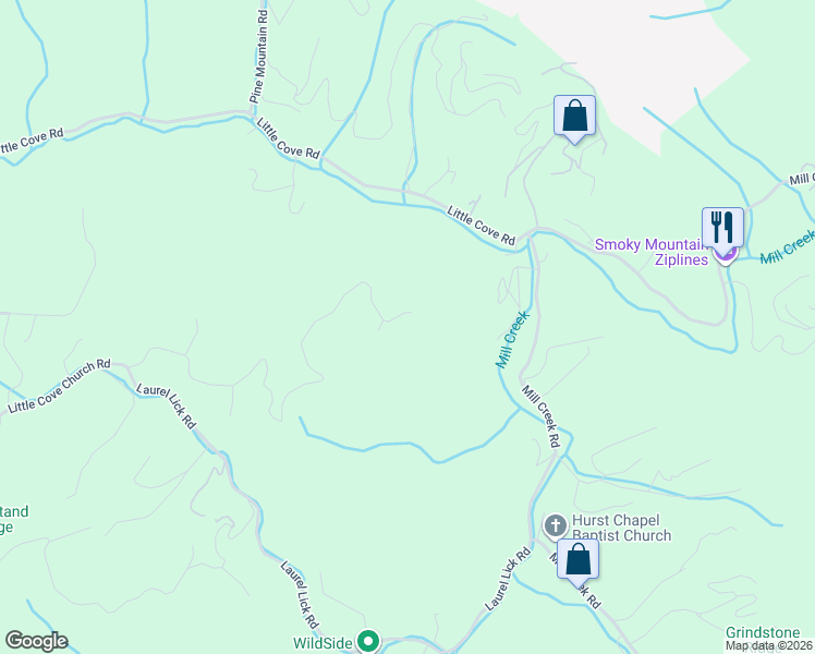 map of restaurants, bars, coffee shops, grocery stores, and more near 1114 Bear Paw Ridge Way in Sevierville