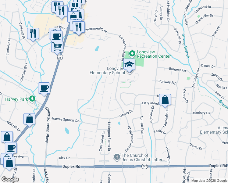 map of restaurants, bars, coffee shops, grocery stores, and more near 1022 Persimmon Drive in Spring Hill