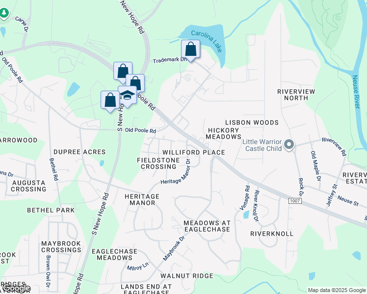 map of restaurants, bars, coffee shops, grocery stores, and more near 5125 Mass Rock Drive in Raleigh