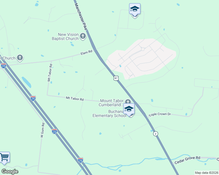 map of restaurants, bars, coffee shops, grocery stores, and more near 5812 Manchester Pike in Murfreesboro