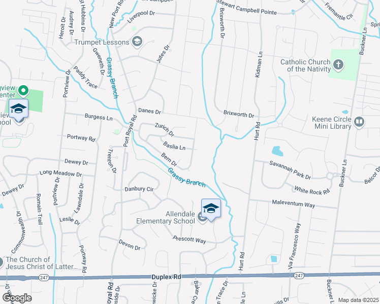 map of restaurants, bars, coffee shops, grocery stores, and more near 1826 Baslia Lane in Spring Hill