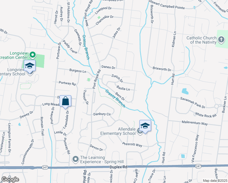 map of restaurants, bars, coffee shops, grocery stores, and more near 1427 Bern Drive in Spring Hill