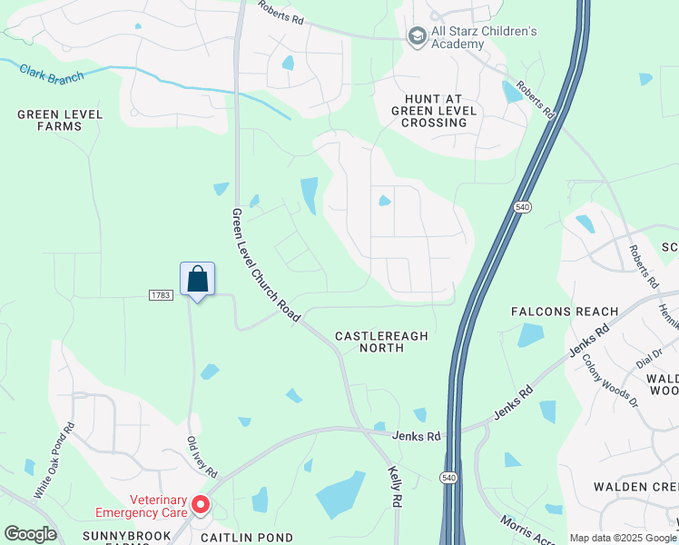 map of restaurants, bars, coffee shops, grocery stores, and more near 7616 Green Level Church Road in Apex