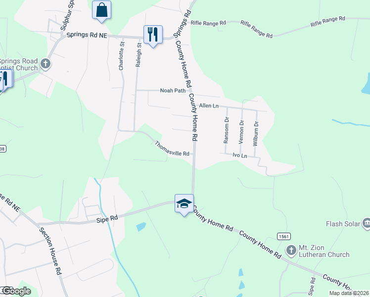 map of restaurants, bars, coffee shops, grocery stores, and more near 1762 Thomasville Road in Conover