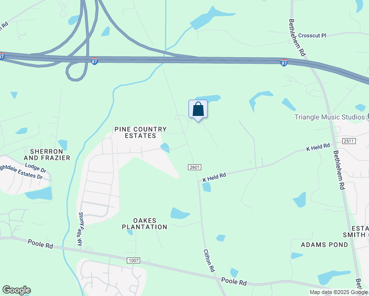 map of restaurants, bars, coffee shops, grocery stores, and more near 4301 Stony Falls Way in Knightdale