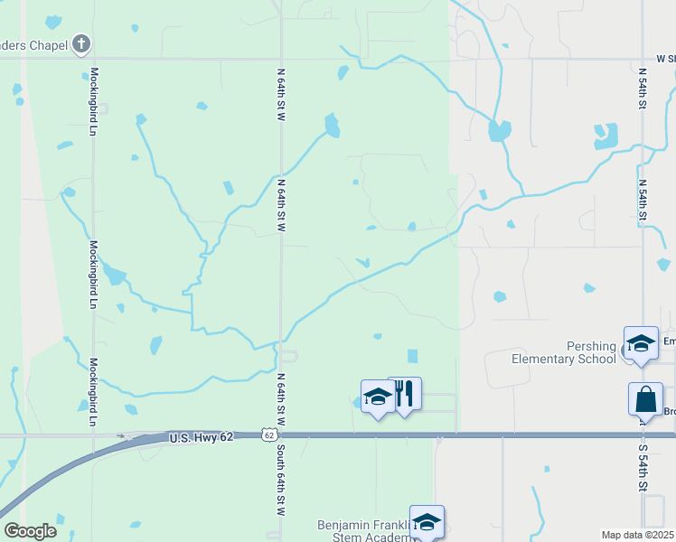 map of restaurants, bars, coffee shops, grocery stores, and more near 5901 Rolling Oaks Drive in Muskogee