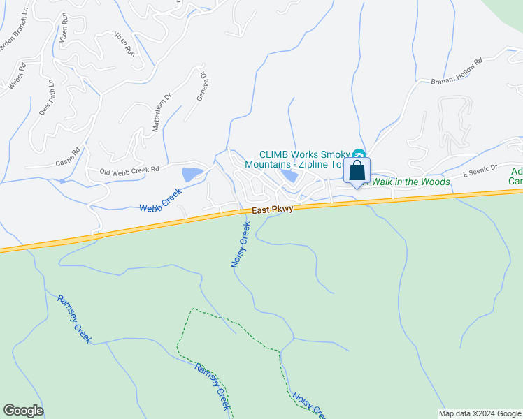 map of restaurants, bars, coffee shops, grocery stores, and more near Highway 321 in Gatlinburg