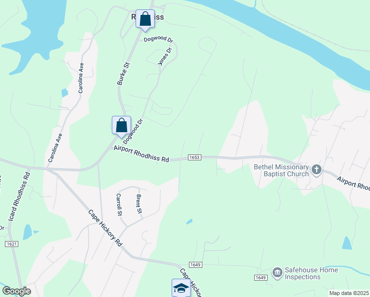 map of restaurants, bars, coffee shops, grocery stores, and more near 1925 Nelson Gates Street in Hickory