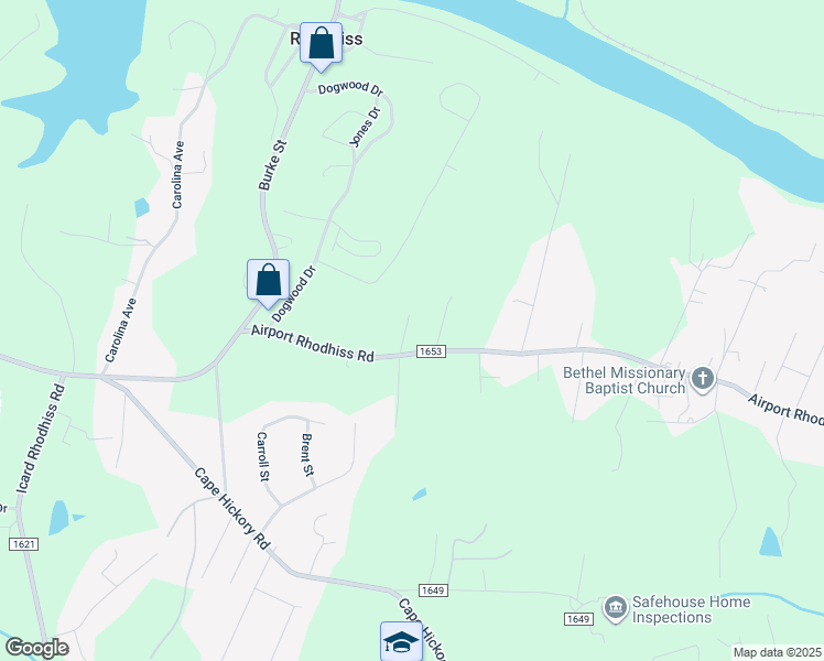 map of restaurants, bars, coffee shops, grocery stores, and more near 1925 Nelson Gates Street in Hickory
