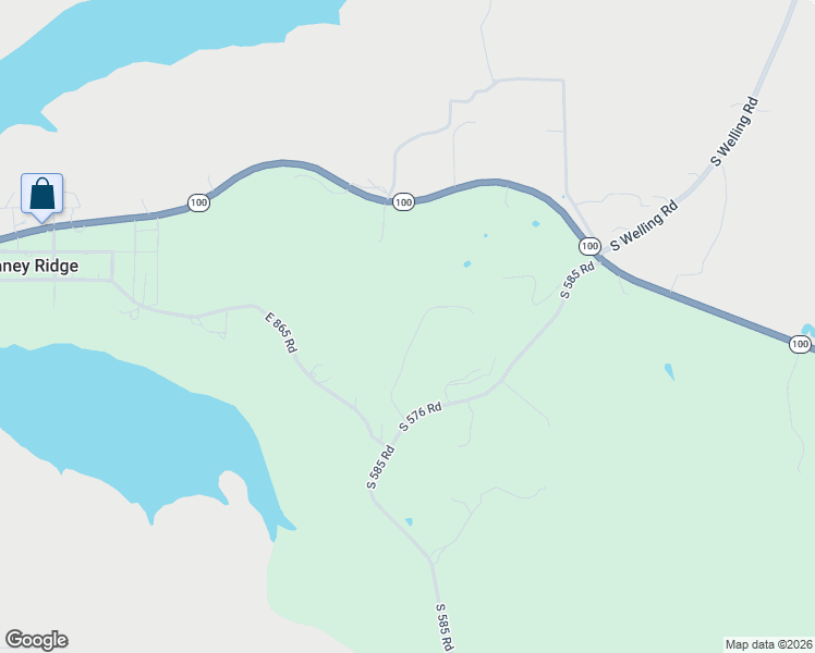 map of restaurants, bars, coffee shops, grocery stores, and more near 28554 South 576 Road in Welling