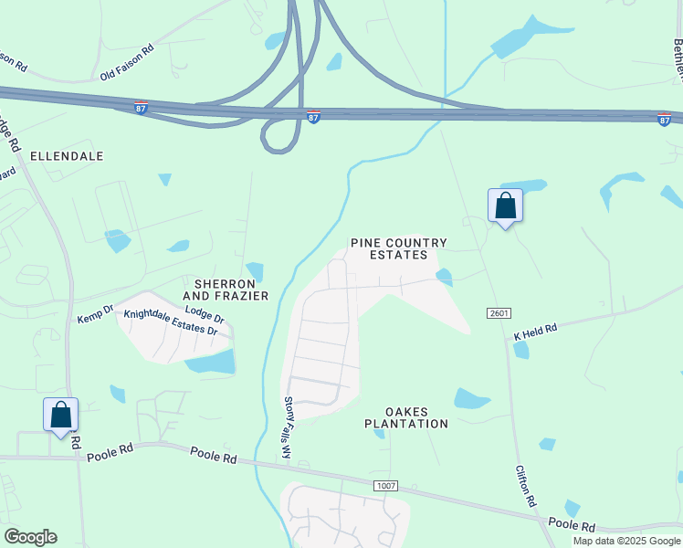 map of restaurants, bars, coffee shops, grocery stores, and more near 4718 Sleepy Falls Run in Knightdale