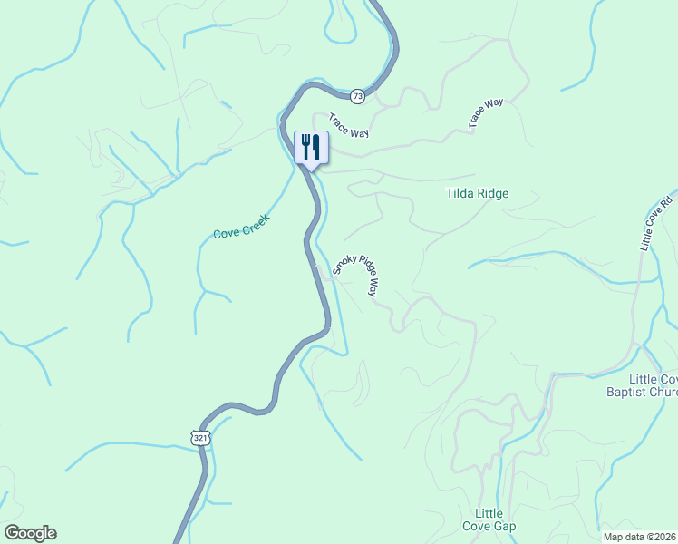 map of restaurants, bars, coffee shops, grocery stores, and more near 3125 Smoky Ridge Way in Sevierville