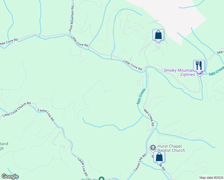 map of restaurants, bars, coffee shops, grocery stores, and more near 1114 Bear Paw Ridge Way in Sevierville