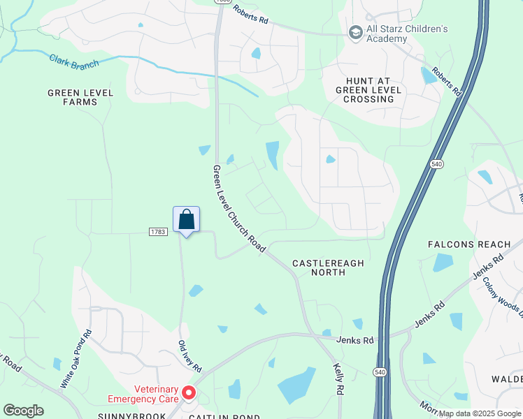 map of restaurants, bars, coffee shops, grocery stores, and more near 2417 Mynster Dr in Apex