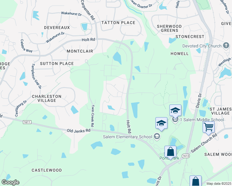 map of restaurants, bars, coffee shops, grocery stores, and more near 1125 Holt Road in Apex