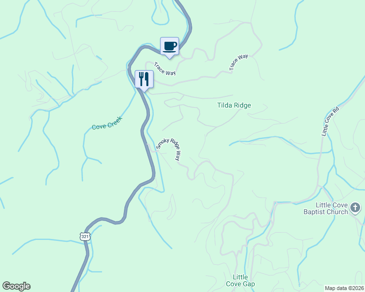 map of restaurants, bars, coffee shops, grocery stores, and more near 3124 Smoky Ridge Way in Sevierville