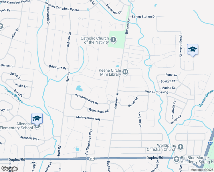map of restaurants, bars, coffee shops, grocery stores, and more near 1383 Round Hill Lane in Spring Hill