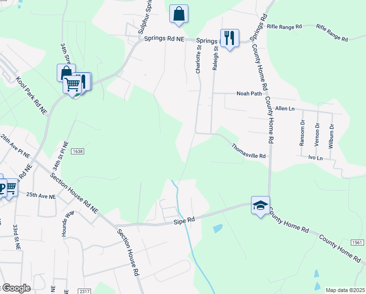 map of restaurants, bars, coffee shops, grocery stores, and more near 4659 Charlotte Street in Conover
