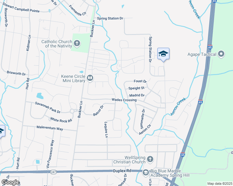 map of restaurants, bars, coffee shops, grocery stores, and more near 3009 Foust Drive in Spring Hill