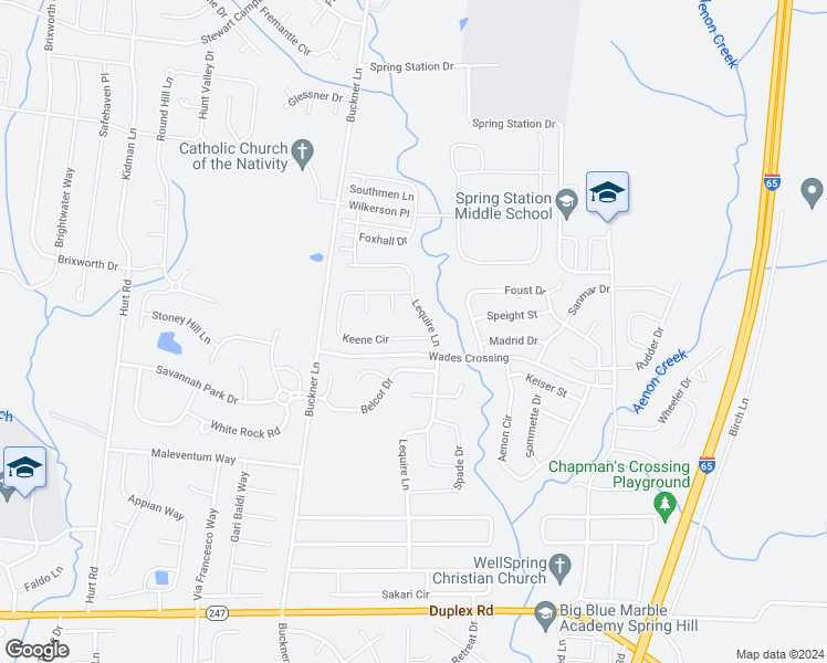 map of restaurants, bars, coffee shops, grocery stores, and more near 2006 Keene Circle in Spring Hill