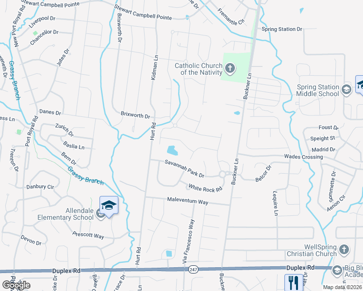 map of restaurants, bars, coffee shops, grocery stores, and more near 1707 Stoney Hill Lane in Spring Hill