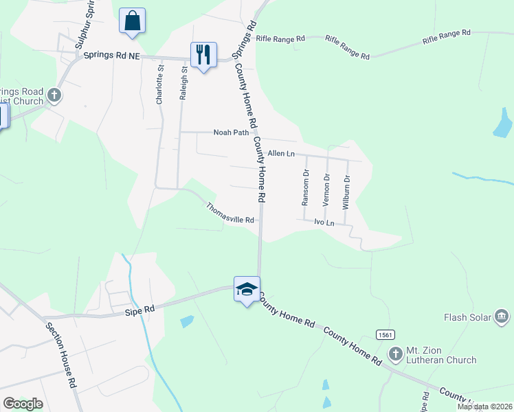 map of restaurants, bars, coffee shops, grocery stores, and more near 1762 Thomasville Road in Conover